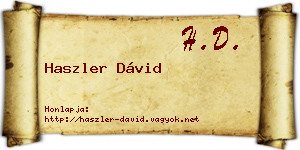 Haszler Dávid névjegykártya